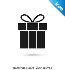 Grey Gift box icon isolated on white background. Happy Birthday.  Vector