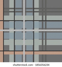 Grey gingham fabric. Seamless pattern inspired by vintage design. Template for plaids, shirts, napkins, dresses and others.