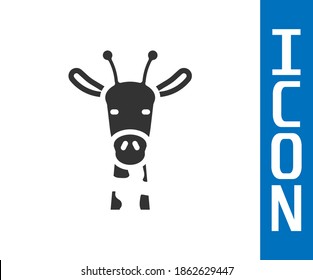 Icono de la cabeza de la jirafa gris aislado en fondo blanco. Símbolo animal.  Vector