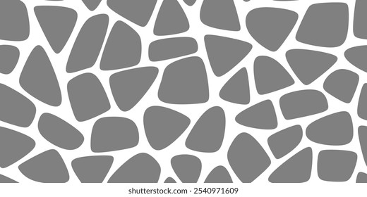 Grey Giraffe Pattern. Animal Skin Seamless Pattern For Print, Textile, Packaging. Monochrome Grey Vector Illustration. 