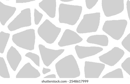 Grey Giraffe Pattern. Animal Skin Seamless Pattern For Print, Textile, Packaging. Monochrome Grey Vector Illustration. 