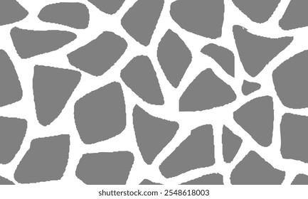 Grey Giraffe Pattern. Animal Skin Seamless Pattern For Print, Textile, Packaging. Monochrome Grey Vector Illustration. 