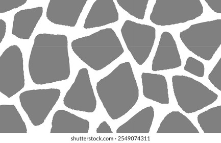 Grey Giraffe Pattern. Animal Skin Seamless Pattern For Print, Textile, Packaging. Monochrome Grey Vector Illustration. 