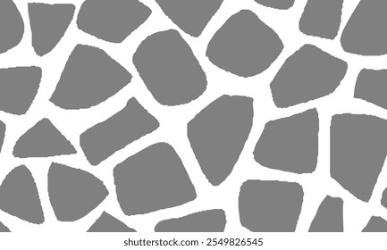 Grey Giraffe Pattern. Animal Skin Seamless Pattern For Print, Textile, Packaging. Monochrome Grey Vector Illustration. 