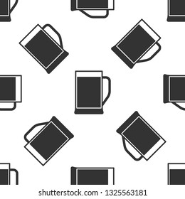 Grey Glass of beer icon isolated seamless pattern on white background. Vector Illustration