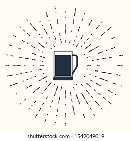 Grey Glass of beer icon isolated on beige background. Abstract circle random dots. Vector Illustration