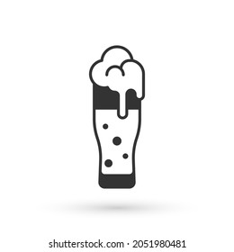 Grey Glass of beer icon isolated on white background. Happy Saint Patricks day. National Irish holiday.  Vector