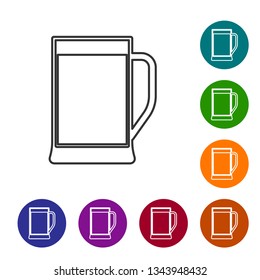 Grey Glass of beer line icon isolated on white background. Vector Illustration