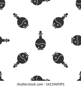 Grey Glass bottle with magic elixir icon isolated seamless pattern on white background. Computer game asset.  Vector Illustration