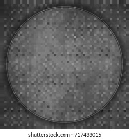 grey glass button. transparent grey circle of squares. abstract vector background pattern. monochrome grunge texture. halftone effect. vector illustration.