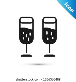 Grey Glass of champagne icon isolated on white background. Merry Christmas and Happy New Year.  Vector