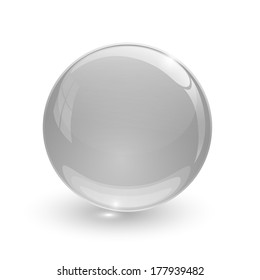 Grey glassy ball on white background