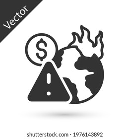 Grey Global Economic Crisis Icon Isolated On White Background. World Finance Crisis.  Vector