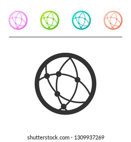 Grey Global technology or social network icon isolated on white background. Set icon in color buttons. Vector Illustration