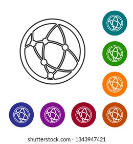 Grey Global technology or social network line icon isolated on white background. Vector Illustration