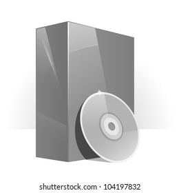 Grey Glossy Package Box With DVD Or CD Disk