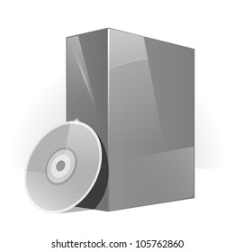 Grey Glossy Package Box With DVD Or CD Disk