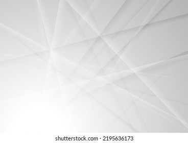 Grey glossy stripes abstract tech low poly background. Vector concept design