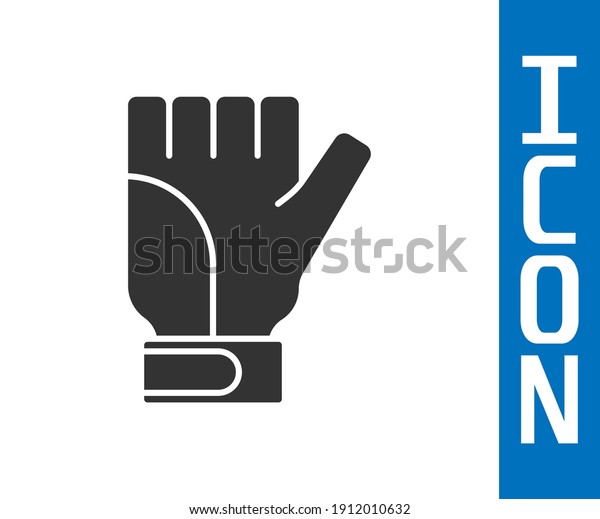Grey Gloves icon isolated on white\
background. Extreme sport. Sport equipment. \
Vector
