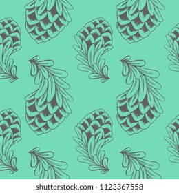Grey glower on ment background seamless vector pattern