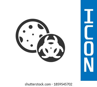 Grey GMO icon isolated on white background. Genetically modified organism acronym. Dna food modification.  Vector