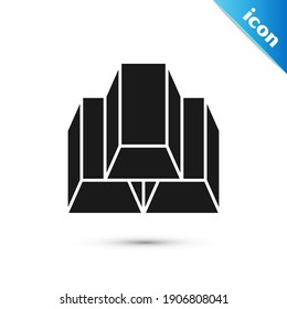 Icono de barras de oro gris aislado en fondo blanco. Concepto de negocio bancario.  Vector