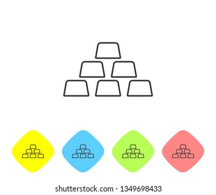 Grey Gold bars line icon isolated on white background. Banking business concept. Set icon in color rhombus buttons. Vector Illustration