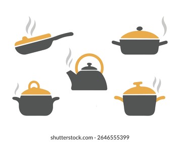 Grey and Gold Kitchen Utensils Steaming Pots Kettle Pan