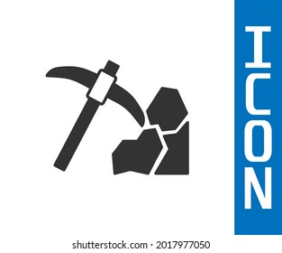 Icono de minería de oro gris aislado en fondo blanco.  Vector