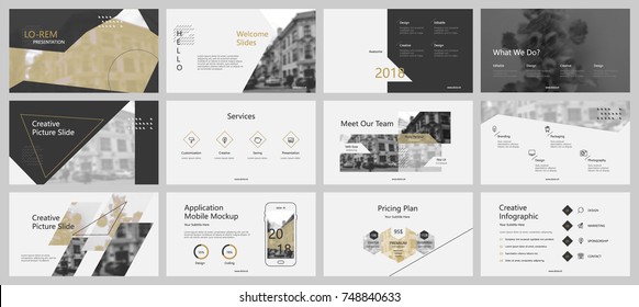 Grey and gold presentation templates elements on a white background. Vector infographics. Use in Presentation, flyer and leaflet, corporate report, marketing, advertising, annual report, banner.