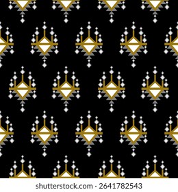 Grey Gold Seamless Pattern Decoration  Traditional Geometry