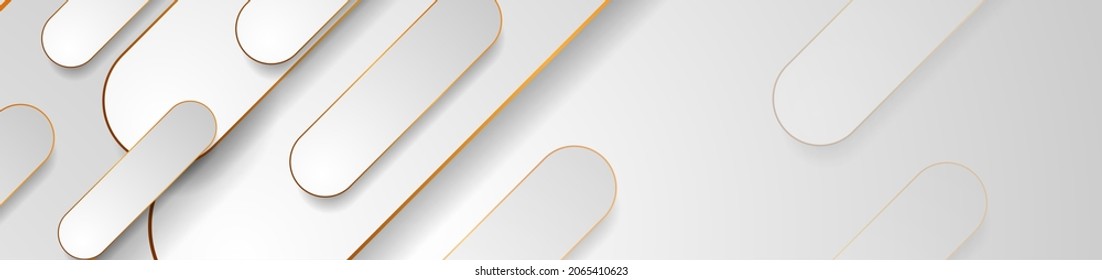 Grey and golden paper geometric tech background. Vector banner design