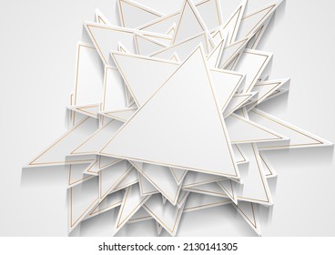 Grey and golden tech triangles abstract background. Geometric low poly vector design