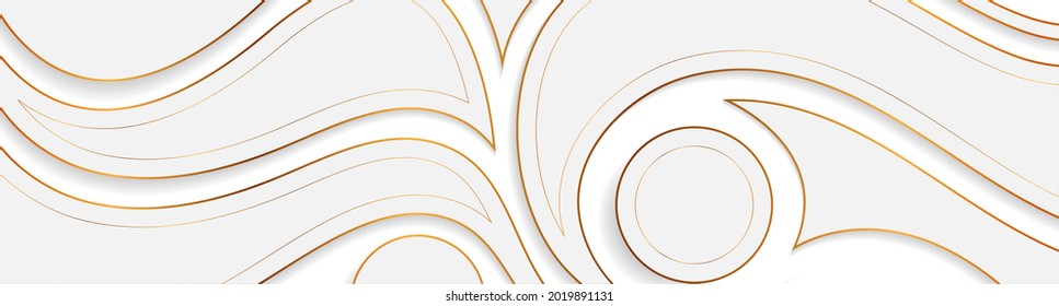 Grey and golden wavy pattern abstract background. Vector luxury banner design