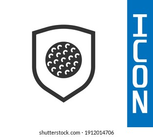Grey Golf ball with shield icon isolated on white background.  Vector