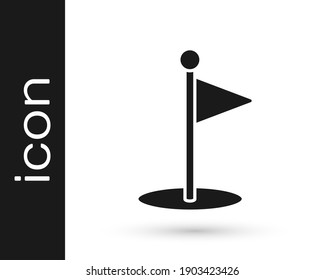 Grey Golf flag icon isolated on white background. Golf equipment or accessory.  Vector Illustration