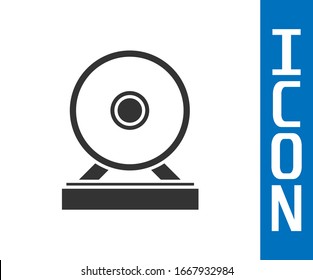 Grey Gong musical percussion instrument circular metal disc icon isolated on white background.  Vector Illustration