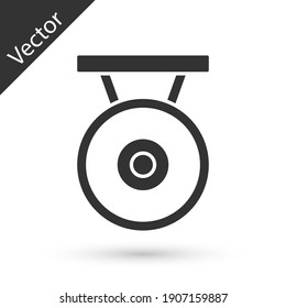Grey Gong musical percussion instrument circular metal disc icon isolated on white background. Vector.