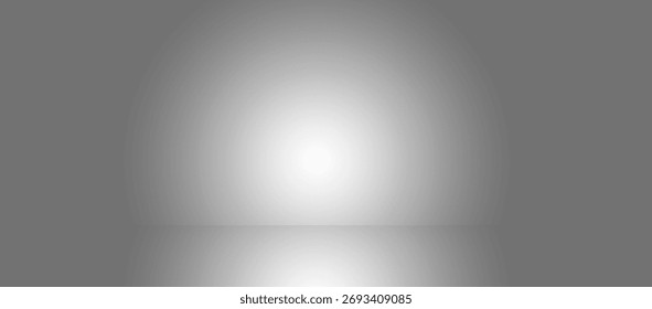 Grauer abstrakter Farbverlauf-Hintergrund mit weichen Scheinwerfern, saubere leere Studioszene, modernes Minimaldesign ideal für die Produktdarstellung.