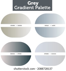 Grey gradient colour guide palette, catalog samples. Vector.