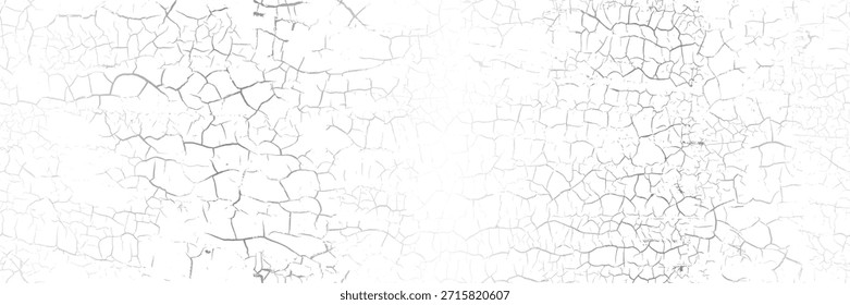 Graue Gradienten knistern Textur als nahtloses Overlay-Muster auf weißem BG. Knisternde Kuchenglasur. Realistische kintsugi art bg. Alte, getrocknete, verschmutzte oder geschliffene Oberfläche. Vektorgrafik.