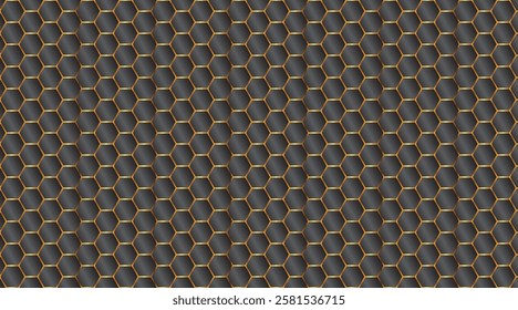 grey gradient and golden stock abstract background with Hexagon pattern vector illustration