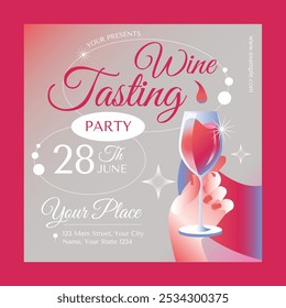 Grey Gradient Wine Tasting Party Social Media Post