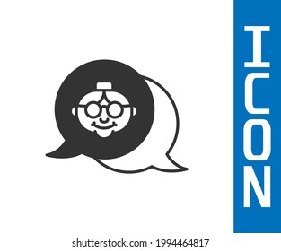 Grey Grandmother icon isolated on white background.  Vector