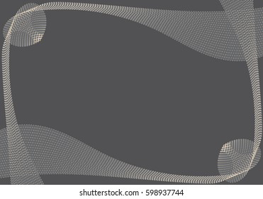 Grey graphic background abstract with lighter grey dots and gold specks backdrop, card or frame. 