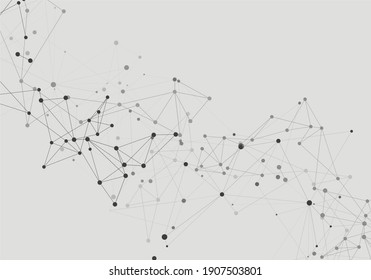 Grey graphic background dots with connections for your design. Vector illustration