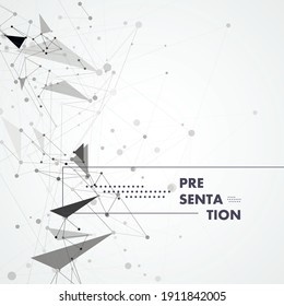 Grey graphic background dots with connections your design. Vector illustration