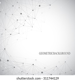 Grey graphic background dots with connections for your design. Vector illustration