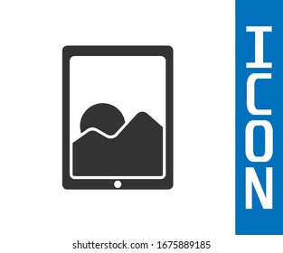 Grey Graphic tablet icon isolated on white background.  Vector Illustration