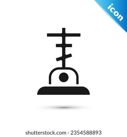 Grey Grave with cross icon isolated on white background.  Vector